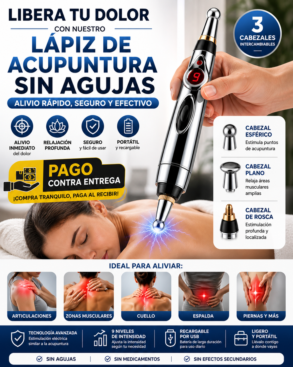 ⚡ ALIVIO INMEDIATO SIN AGUJAS Lápiz de Acupuntura 3 en 1  ⭐ Calificación 4.8/5 (Clientes satisfechos) 💰 HOY: $69.900